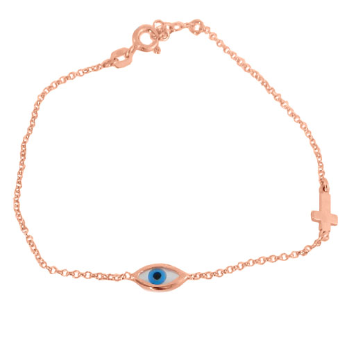 Ασημένιο βραχιόλι μάτι 925 σε ροζ χρώμα 