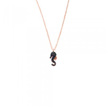 Ασημένιο κολιέ 925 σε ροζ χρώμα με ζιργκόν