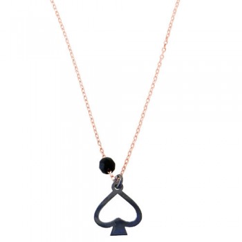 Ασημένιο κολιέ 925 σε ροζ χρώμα με ζιργκόν