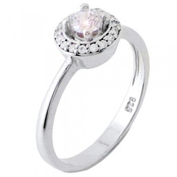 Ασημένιο μονόπετρο δαχτυλίδι 925 με ζιργκόν