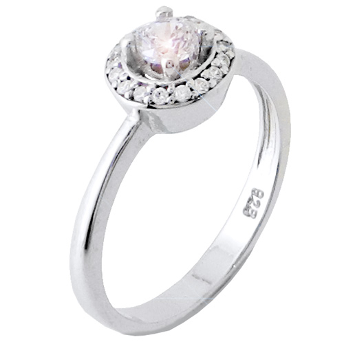 Ασημένιο μονόπετρο δαχτυλίδι 925 με ζιργκόν