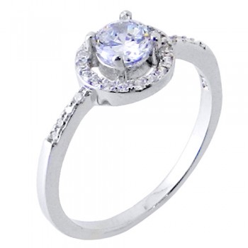 Ασημένιο μονόπετρο δαχτυλίδι 925 με ζιργκόν