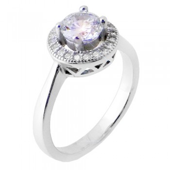 Ασημένιο μονόπετρο δαχτυλίδι 925 με ζιργκόν