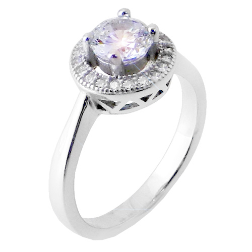 Ασημένιο μονόπετρο δαχτυλίδι 925 με ζιργκόν