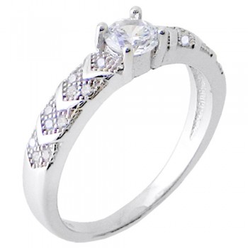 Ασημένιο μονόπετρο δαχτυλίδι 925