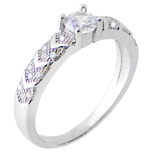 Ασημένιο μονόπετρο δαχτυλίδι 925