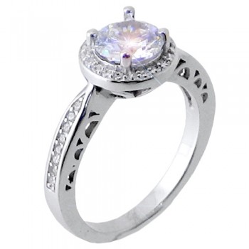 Ασημένιο μονόπετρο δαχτυλίδι 925 με ζιργκόν