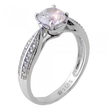 Ασημένιο μονόπετρο δαχτυλίδι 925