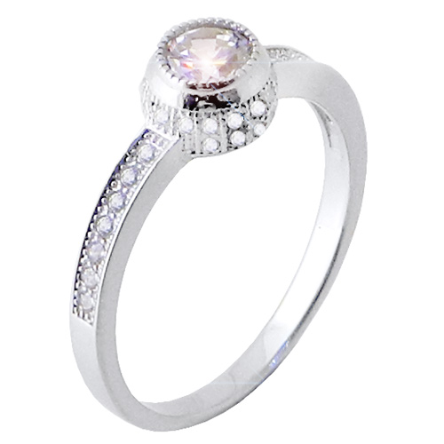 Ασημένιο μονόπετρο δαχτυλίδι 925 με ζιργκόν