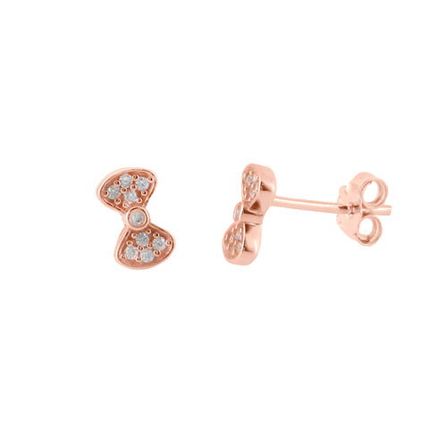 Ασημένια σκουλαρίκια 925 σε ροζ χρώμα με ζιργκόν