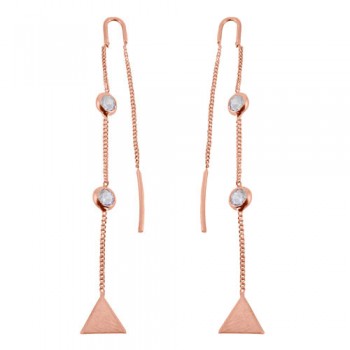 Ασημένια σκουλαρίκια 925 σε ροζ χρώμα με ζιργκόν