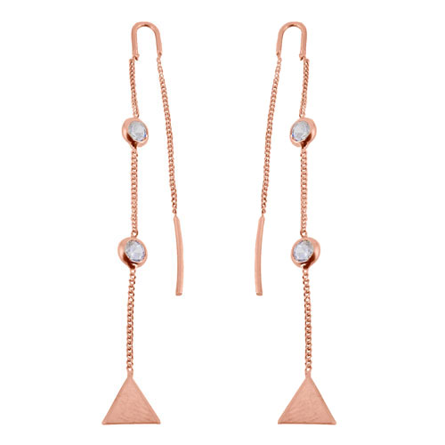 Ασημένια σκουλαρίκια 925 σε ροζ χρώμα με ζιργκόν