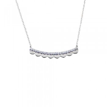 Ασημένιο κολιέ μπάρα 925 με ζιργκόν