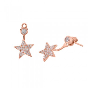 Ασημένια σκουλαρίκια ear jacket 925 σε ροζ χρώμα