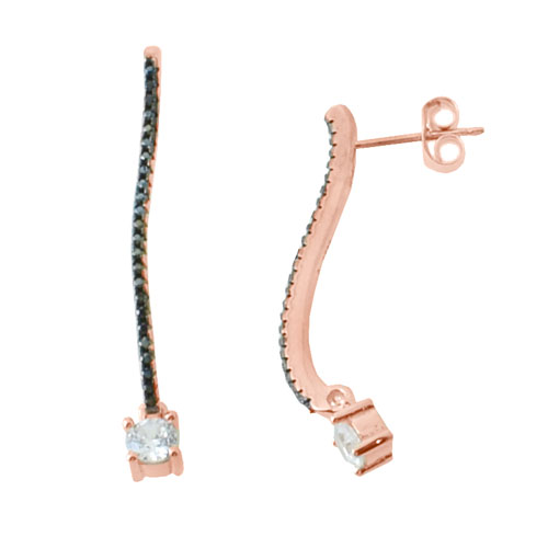 Ασημένια σκουλαρίκια 925 σε ροζ χρώμα με ζιργκόν