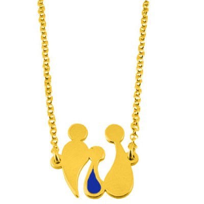 Ασημένιο επιχρυσωμένο κολιέ οικογένεια 925