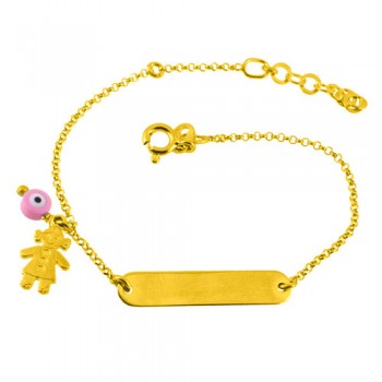 Ασημένιο επιχρυσωμένο βραχιόλι ταυτότητα 925