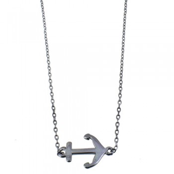 Ασημένιο κολιέ άγκυρα 925 με μαύρο επιπλατίνωμα