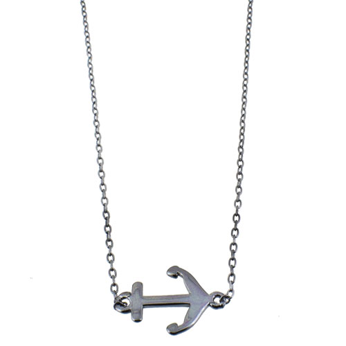 Ασημένιο κολιέ άγκυρα 925 με μαύρο επιπλατίνωμα