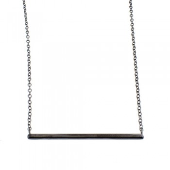 Ασημένιο κολιέ μπάρα 925 με μαύρο επιπλατίνωμα