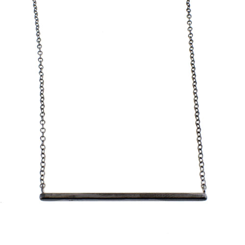 Ασημένιο κολιέ μπάρα 925 με μαύρο επιπλατίνωμα