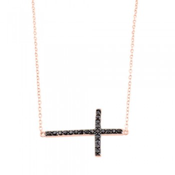 Ασημένιο κολιέ με σταυρό 925 σε ροζ χρώμα