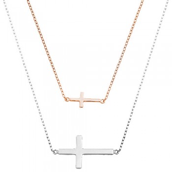 Ασημένιο κολιέ 925 με σταυρούς