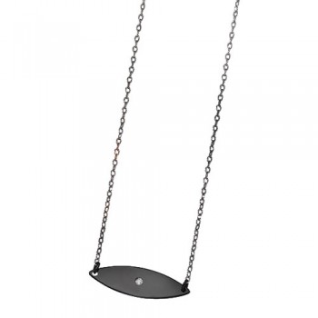 Ασημένιο κολιέ μάτι 925 με μαύρο επιπλατίνωμα