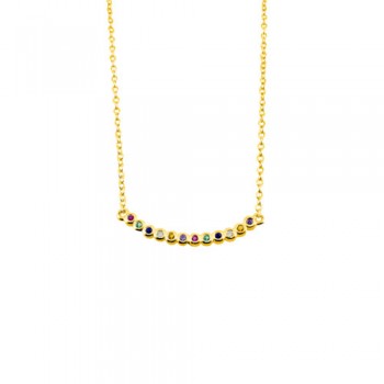 Ασημένιο επιχρυσωμένο κολιέ μπάρα 925 με ζιργκόν