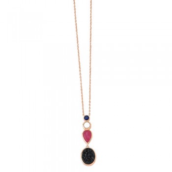 Ασημένιο κολιέ 925 σε ροζ χρώμα