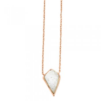 Ασημένιο κολιέ 925 σε ροζ χρώμα με αχάτη