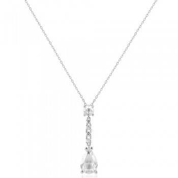 Ασημένιο κολιέ σταγόνα 925 με ζιργκόν