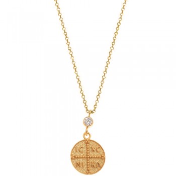 Ασημένιο επιχρυσωμένο κωνσταντινάτο κολιέ 925