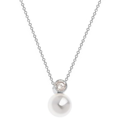 Ασημένιο κολιέ 925 με πέρλα και ζιργκόν