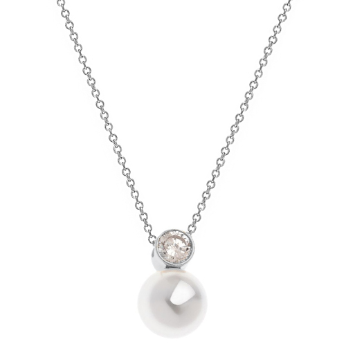 Ασημένιο κολιέ 925 με πέρλα και ζιργκόν