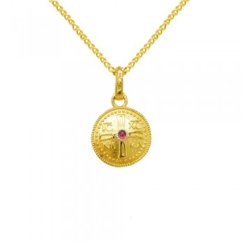 Ασημένιο επιχρυσωμένο κωνσταντινάτο κολιέ 925