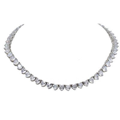 Ασημένιο κολιέ ριβιέρα 925 με καρδιές