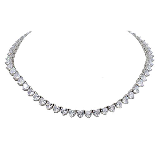 Ασημένιο κολιέ ριβιέρα 925 με καρδιές