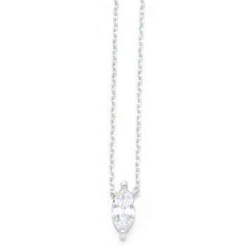 Ασημένιο μονόπετρο κολιέ 925