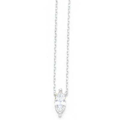 Ασημένιο μονόπετρο κολιέ 925