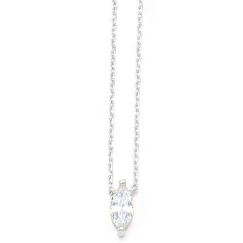 Ασημένιο μονόπετρο κολιέ 925