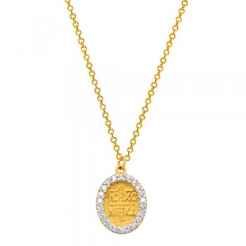 Χρυσό κωνσταντινάτο κολιέ Κ14 με ζιργκόν