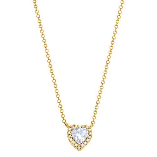 Ασημένιο επιχρυσωμένο κολιέ καρδιά 925 με ζιργκόν