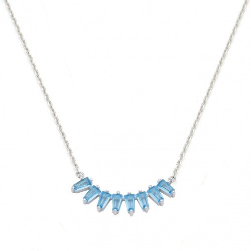 Ασημένιο κολιέ μπάρα 925 με ζιργκόν