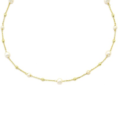 Ασημένιο επιχρυσωμένο κολιέ 925 με πέρλες