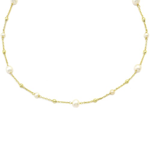 Ασημένιο επιχρυσωμένο κολιέ 925 με πέρλες