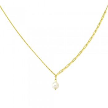 Ασημένιο επιχρυσωμένο κολιέ 925 με πέρλα