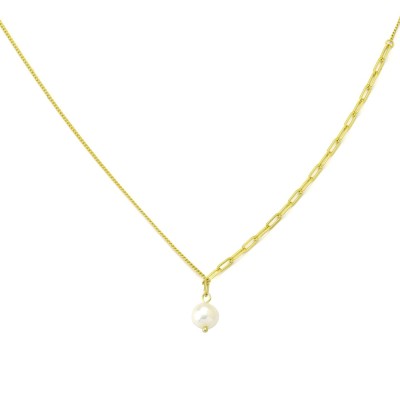 Ασημένιο επιχρυσωμένο κολιέ 925 με πέρλα