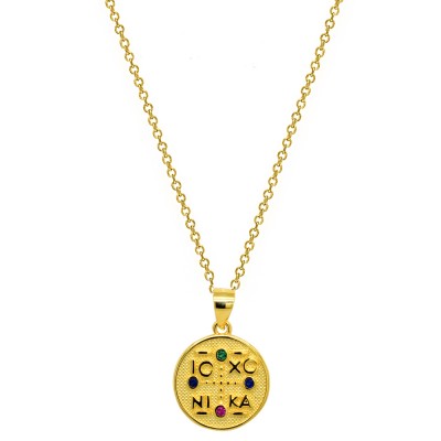 Ασημένιο επιχρυσωμένο κωνσταντινάτο κολιέ 925