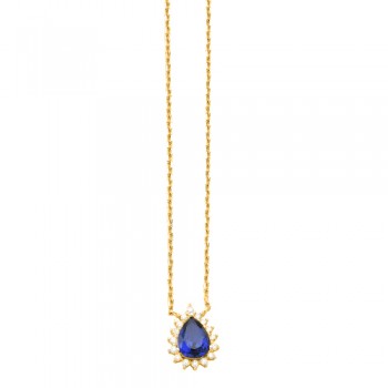 Ασημένιο επιχρυσωμένο κολιέ σταγόνα 925 με ζιργκόν